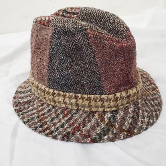 Jonathan Richard Mens Bucket Hat 100% Wool Donegal Tweed Patchwork M - Picture 6 of 8